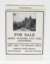 1913 Hotel Vendome San Jose CA For Sale Morgan Ross Mgr. Photo Print AD picture