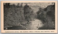 New Boston Massachusetts 1926 Postcard Farmington River Trout Stream Fishing picture