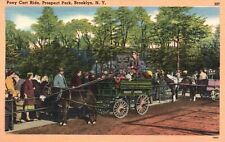 Postcard NY Brooklyn Pony Cart Ride Prospect Park Linen Vintage PC H5824 picture
