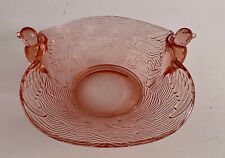 PINK DEPRESSION CANDY BOWL FLYING BIRD HANDLES by FENTON  #12854 picture