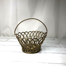 Vintage Small Brass Woven Basket 5