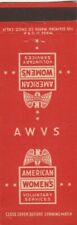 VINTAGE MATCHBOOK COVER. AWVS. AMERICAN WOMEN'S VOLUNTARY SERVICES. picture