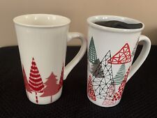 Awesome Set of 2 Starbucks Holiday Collectible Christmas Trees Large Mug Tumbler picture