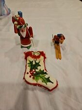Lot of 3 VTG Wooden/ Cloth Christmas Ornaments  picture