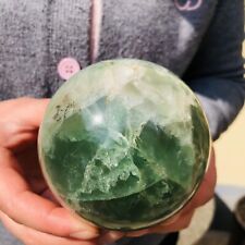 2.38LB   Natural Green Fluorite Ball Quartz Crystal Healing Sphere Reiki Stonec picture