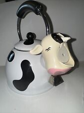 ⁶ Vintage Rare M Kamenstein Cow Tea Kettle Enamel Whistling Teapot 1992 picture
