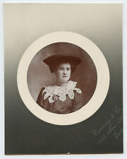 Antique Photo - Pretty Young Lady-Lg Hat & Lace Collar picture