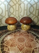 Vintage Italian ABF Two Tone Brown Marble Alabaster Mushroom Bookends *Rare* picture