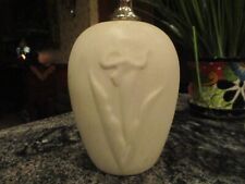 small vintage antique white ceramic lamp base with raised flower picture
