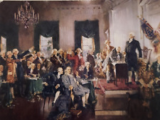 Washington D.C. Signing of the Constitution Painting Chrome Postcard picture