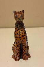 Vintage Limoges Porcelain Cheetah Leopard Chain Porcelain Trinket Box picture