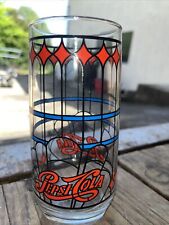 Vintage Pepsi-Cola Stained Glass 1970’s Drinking Glass picture