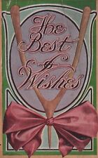 The Best of Wishes Bow Wishbone Black River Falls Divided Back Vintage Post Card picture