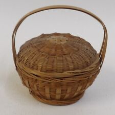 Miniature Woven Lidded Handled Basket picture
