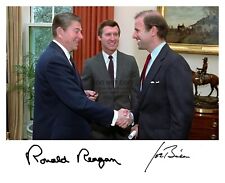 PRESIDENT JOE BIDEN AND RONALD REAGAN SHAKING HANDS AUTOGRAPHED 8X10 PHOTO picture