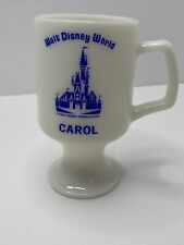 Vintage Walt Disney World CAROL White Milk Glass Footed Mug with Castle picture