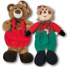 2 Christmas Santas Best Bear & Elf Stockings Rennoc Stuffed Animal Plush Bags picture