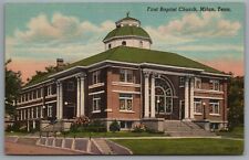 Milan TN First Baptist Church c1946 Linen Postcard picture