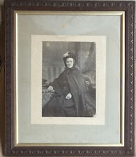 Antique 1890’s Silver Gelatin Large Photo Print Woman in Black Mourning Dress picture