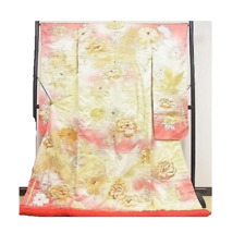 Vintage Japanese Silk Kimono Uchikake Gorgeous Gold Crane embroidery (u79) picture