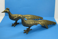 Solid Brass Peacock PAIR Mid Century Bird Art Deco Style MCM Vintage picture