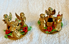 vintage pair christmas musical angel taper candle holders picture