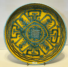 RARE Alessio Tasca Mancioli Raymor Yellow Turquoise Italian MCM Ceramic Plate 8” picture