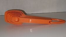 Vintage Tupperware Orange Measuring Spoons Complete Set of 7 With D-Ring picture