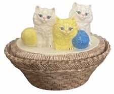 Vintage Ceramic Cookie Jar Kittens in a Basket Large Mid Century Vasa #263 *D picture