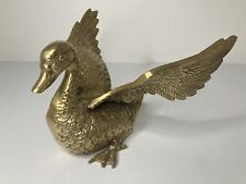 Vintage Large Brass Duck Waterfowl Open Wings ~ Heavyweighted picture