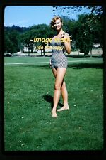 Pretty Woman Model in Bathing Suit in late 1957 or 1958, Kodachrome Slide p20b picture