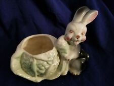 Vintage Ceramic Bunny Peter Rabbit Planter Cabbage Lettuce Maker Unknown Cute picture