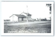 c1960's New Hall Iowa Railroad Vintage Train Depot Station RPPC Photo Postcard picture
