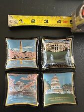 Vintage Set of 4 Miniature Art Glass Tray Souvenir Washington DC Buildings picture