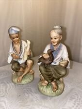 Vintace Napcoware Couple Mother Tending To The Fowl   Father Crafting picture