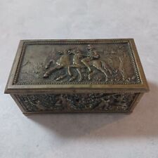 Antique Continental Cast Brass Trinket Box Cast in Relief Ornate picture