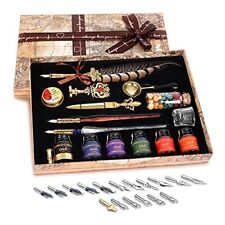NC Quill Pen Ink Set,includes quill pen,wooden And glass dip pen,6 bottles  picture