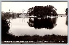 RPPC Katherine Island Fountain Lake Albert Lea MN Water Tower PostCard  - C6 picture
