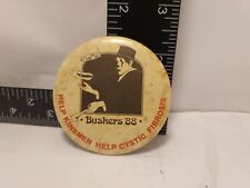 Buskers 1988 88' Help Kinsmen Kin Cystic Fibrosis Button Pinback Vintage  picture
