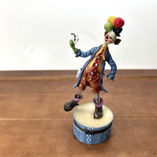 Vintage Hand-Painted Resin Bobble Legs Circus Magician Clown Hinged Trinket Box picture