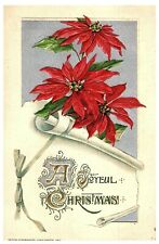 Vintage 1912 John Winsch Embossed Christmas Postcard Poinsettias Scroll Posted picture