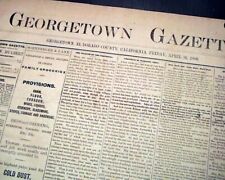 Rare Georgetown El Dorado County California Gold Mining Town 1880 old Newspaper picture