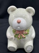 VTG  Fitz Floyd Holly MInt Green Pink Candy Cane Christmas Bear Cookie Jar picture