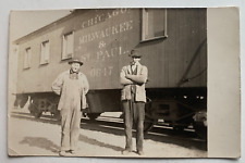 RR RPPC Postcard Milwaukee Road Caboose Chicago Milwaukee St Paul Train Railroad picture