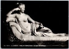 VINTAGE CONTINENTAL SIZED POSTCARD REAL PHOTO PORTRAIT OF PAOLINA BORGHESE ITALY picture