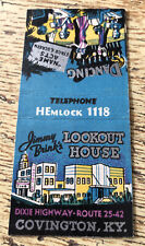 1940s-50s Jimmy Brink’s Lookout House Matchbook House Covington Kentucky Dancing picture