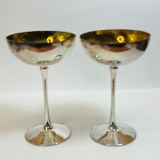 Leonard Goblet Set of 2 Vintage Silverplate Italy ENGRAVED Bob Janet as is picture