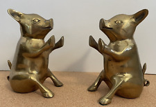 Pair of 6in Brass Sitting Pig Bookends picture