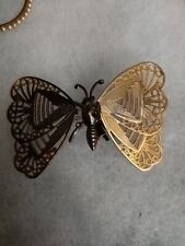 Vintage Large Gold Tone Trembler Spring Wing Butterfly Pin Brooch picture