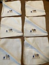 6 Vintage Embroidered linen napkins picture